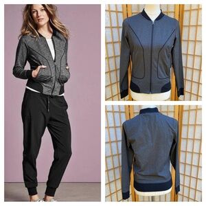 Athleta Activewear Grey/Black Full Zip Jacket SZ S